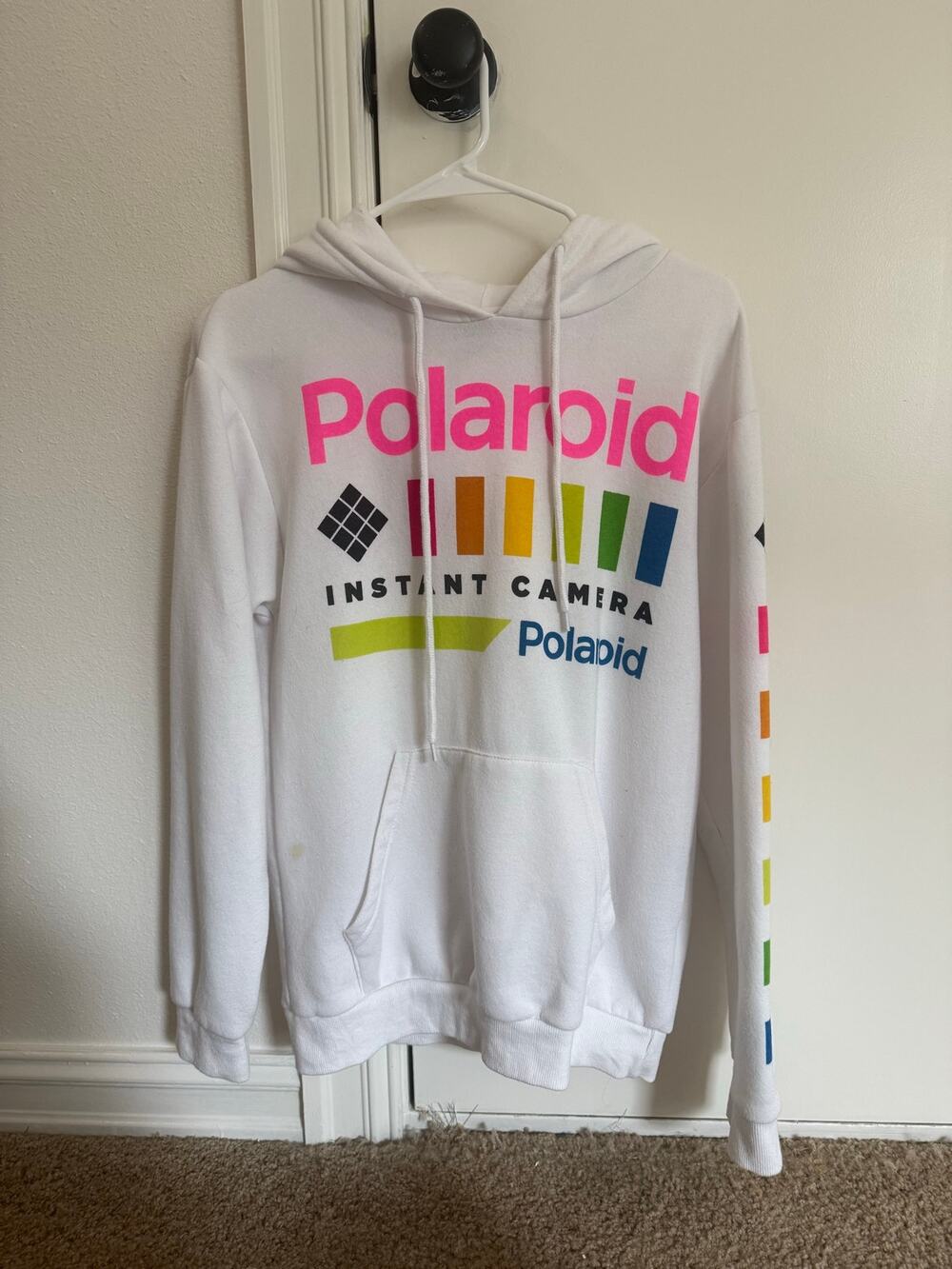 Polaroid Retro Logo White Hoodie Sweatshirt - Unisex Adult Small